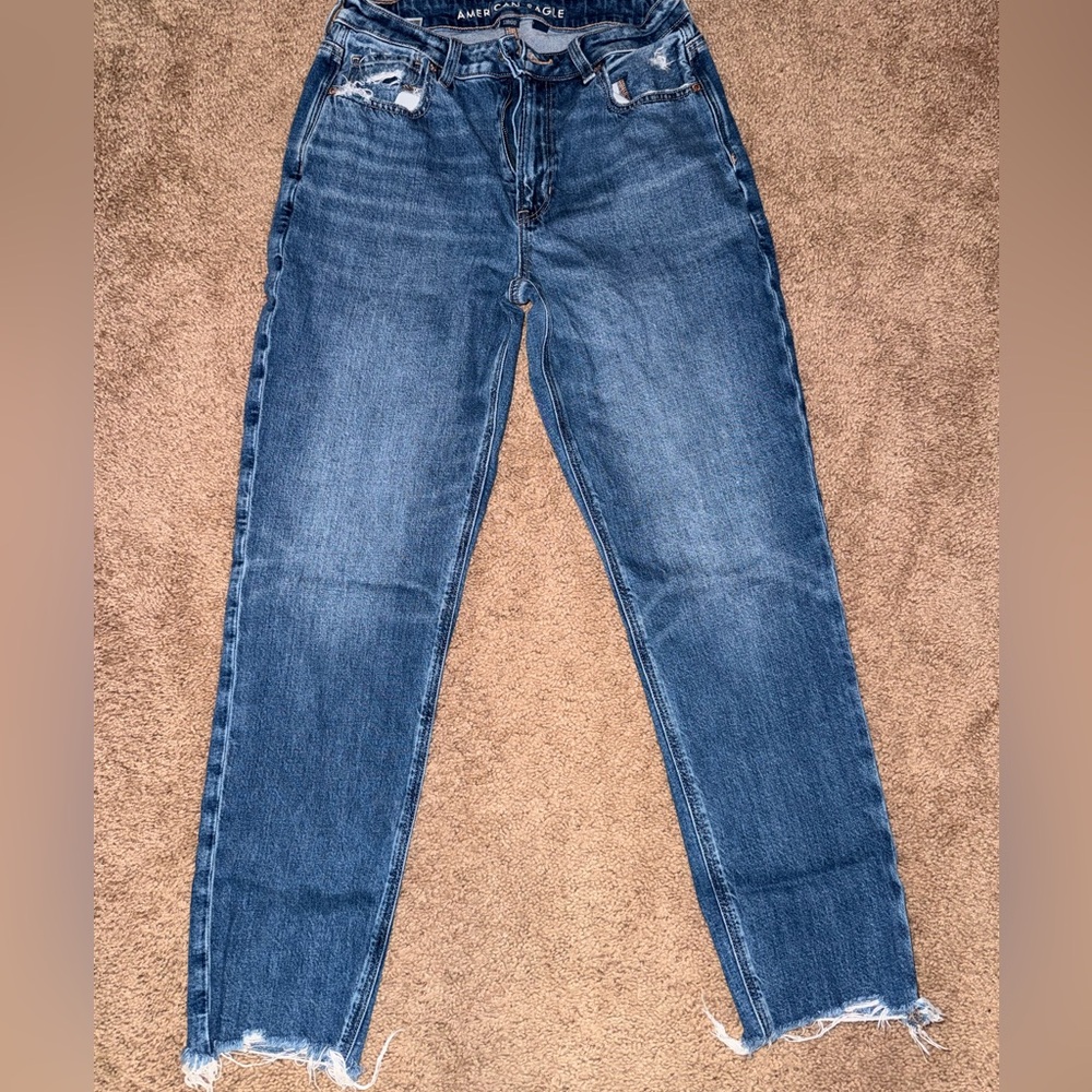 American Eagle Outfitters Distressed Dark Blue Boyfriend Jeans